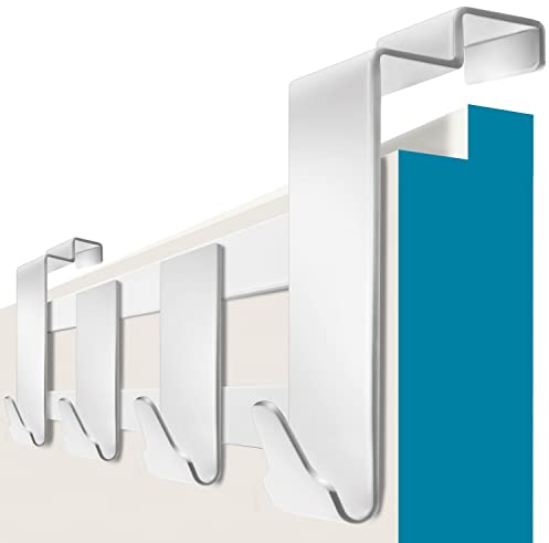 Menz Premium Türgarderobe zum Einhängen - Weiße Türgarderobe Innenseite, belastbare Türhakenleiste zum Einhängen - Hochwertige Handtuchhalter Tür, Türhaken für Tür-Rückseite