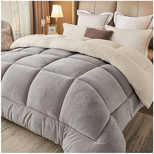 RRNAR Piumino Matrimoniale Invernale Caldo Piumone, Trapunta Invernale in Lana di Agnello, Coperta Matrimoniale Queen Size Singola Doppia Cashmere, Lavabile in Lavatrice,A,220x240cm(5kg)