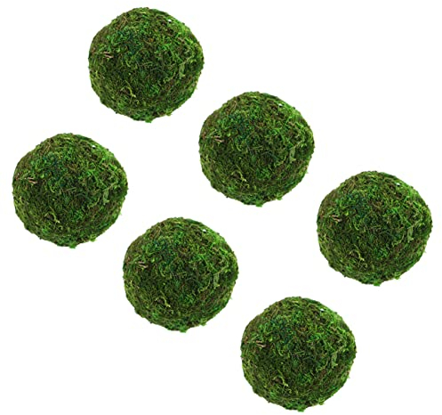 Moss Ball Natural Green Moss Globes with Handmade Decorative Moss Hanging Balls for Decors Party Wedding Display Supplies Photo Props-6pcs