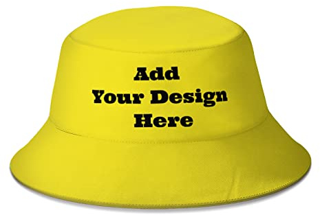Whhzhao Fischerhut für Damen und Herren, personalisierter Text, Foto und Logo, gelb, One size