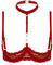 CHICTRY Womens Wet Look Patent Leather Lingerie Quarter Cups Strappy Underwired Bra Tops Clubwear 2# Red S