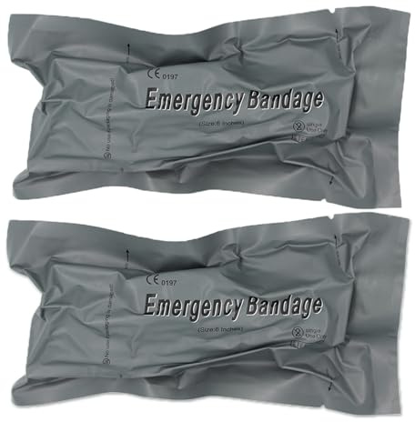 COZII 15 cm (2 tum) israeliskt bandage, dubbelt vakuumförseglat kompressionsbandage, israeliskt sterilt bandage för utomhussport, camping, vandring, klättring, 2-pack
