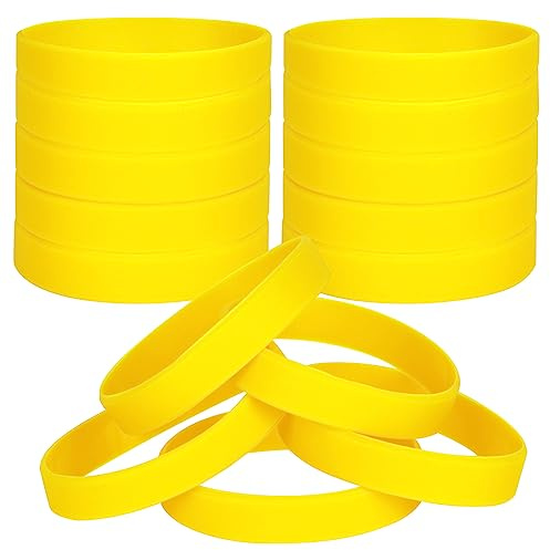 LVNRIDS 30 pezzi Braccialetti in silicone per bambini, braccialetti elastici in gomma per feste sportive Braccialetto Giallo