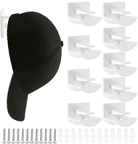 Ukcqvafg Selbstklebende Hut-Haken，10 Stück Cap Halter Minimalistischer Kappenhalter Basecap Halterung Wand Huthalter Haken Selbstklebend Weiß für Mützen, Schals, Halsketten, Taschen, Handtücher (Weiß)