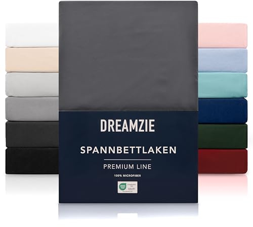 Dreamzie - Spannbettlaken 140x200cm | Mikrofaser Weich – Für Dicke Matratzen – Oeko-Tex | Komfort, Atmungsaktivität, Pflegeleicht – Dunkelgrau