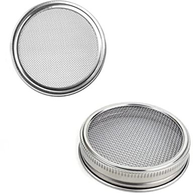 GOOHOCHY 2 Piezas De Colador De Acero Colador De Acero Inoxidable Colador De Acero Inoxidable Tapa De Tarro De Frijol De Cultivo Tapa De Brotes De Alfalfa Tapa De Colador De Tarro Colador