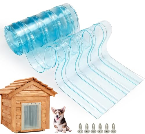 Dog Door Replacement Flaps Plastic Vinyl Strip for DIY Cat House, Eco-Friendly Clear Dog House Kennel Door Flap Strips - 8 in x 4.9 ft