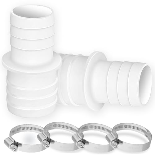 2PCS Schlauchverbinder 32mm auf 32mm Ø Set mit 4 Schlauchschellen,Poolschlauch Adapter,Schlauchtülle,Schlauchadapter(Weiß)