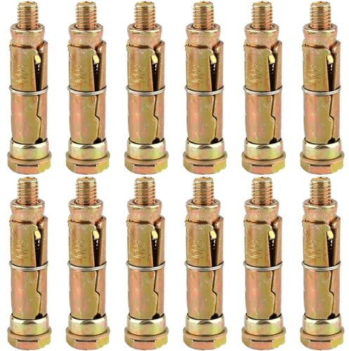 HiyyFloy 12 Stück M8 X 60 Dehnschrauben, Robuste Dehnschrauben Aus Kohlenstoffstahl, Externe Muttern, Dehnhülsen, Für Beton, Verkaufte Ziegel