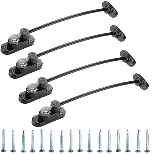 4 Pezzi Limitatore Bambini con Chiavi, Cavo Sicurezza per Finestre UPVC, Gap Regolabile Blocco Porta per Prevenire Lesioni Furti, Robusto Lucchetto per Frigorifero, Armadi, Porte, Finestra, Guardaroba