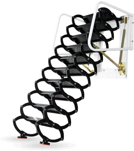 Dachbodenleitern Manuelle Dachbodenleiter, Wandmontage, Dachbodentreppe, herunterziehbare Dachbodenleiter für den Innen- und Außenbereich, klappbare Leiter, platzsparende Dachleiter Stabilisieren
