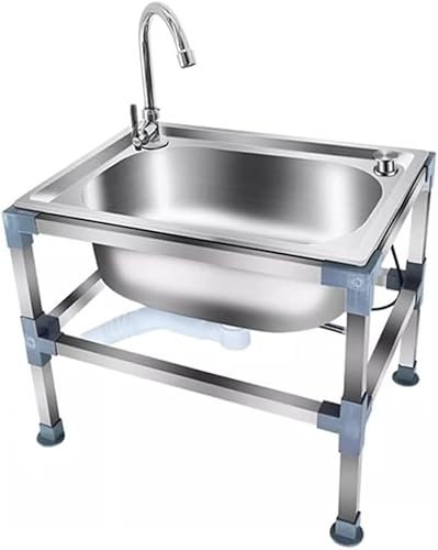 KJZHFOZ Slop Sinks,Floor-Standing Mop Sink, Stainless Steel Floor Sink, Portable Utility Sink,Courtyards, Outdoor Sink (53x38x40cm)