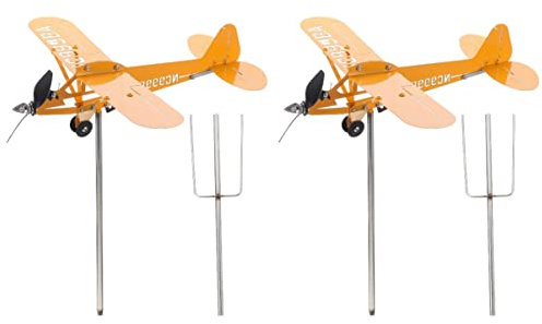 RKYRRKI Girouette 5pcs Girouette Avion Fer Moulin À Vent Toit Météo Avion Girouette Toit Vent Girouette Piquet De Jardin Girouette Biplan Cubs Avion À Faire Tourner Sculpture