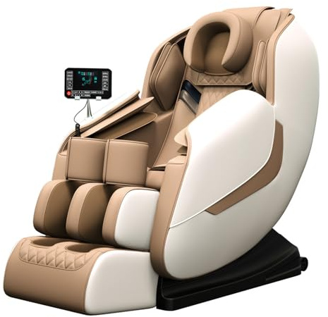 LFFTBK Sillón de Masaje Corporal,Gravedad Cero con Pista SL y Calentamiento Estiramiento Yoga Intensidad Ajustable Apto para Uso Doméstico GH-A19(Bianco)