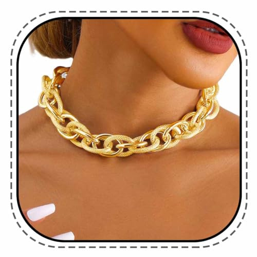 Evlry Boho Chunky Choker Halskette Gold Cuba Link Hip Hop Halsketten Punk Halskette Kette für Damen