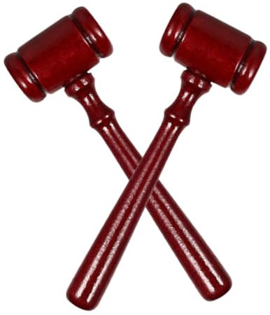ERINGOGO Wooden Judge Gavel 2pcs Mini Red Sandalwood Hammer Party Prop Legal Lawyer Auction Toy Accessory