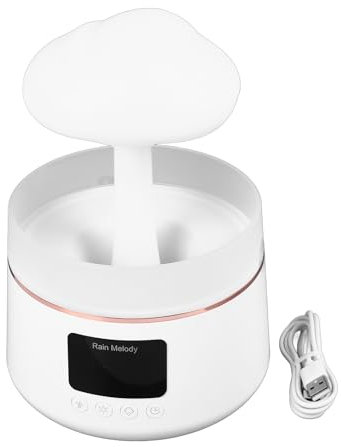 Humidifier Water Drip, Mushroom Aromatherapy Essential Oil Diffuser, Ultrasonic Rrain Drop White Noise with Night Light and Display Timer for Bedroom, Large Room, Office