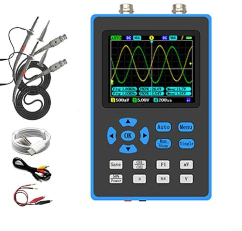 Osciloscopio digital de mano, osciloscopio portátil DSO2512G 120M de doble canal de ancho de banda+FPGA+ADC, 14 opciones de medición
