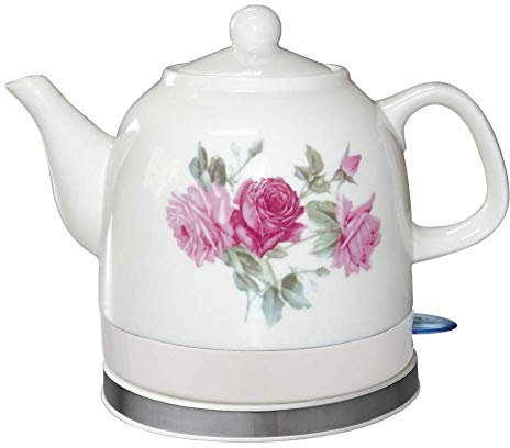 HIFRQVVC Bollitore Elettrico in Ceramica Vintage Waterpot, Bollitore in Ceramica Senza Fili Teiera-Retro 1.2L Brocca, 1200W Acqua Veloce for tè, caffè, Zuppa Veloce(A)