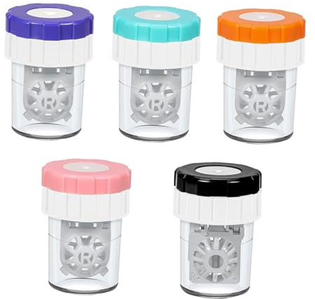 SOIMISS 5pcs Lens Cleaning Device Set Manual Rotating Portable Lens Cleaner Case for Daily Use in Black Pink Yellow Blue