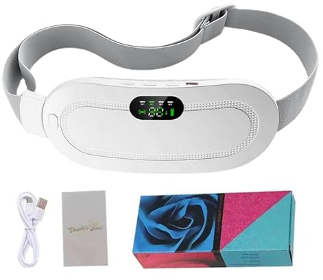 Período de la correa de calor - Cojín de calentamiento eléctrico, cinturón de calor de la menstruación de 185 cm - Cinturón de calentamiento inalámbrico con 4 niveles de calentamiento y batería de 180