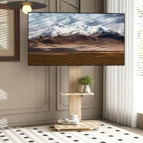 Carrito de TV rodante para televisores LCD/LED/OLED/4K de 32-75 pulgadas, ruedas de bloqueo de altura ajustable, incluye estante para portátil/DVD, soporte de TV móvil Max VESA 600 x 400 para una
