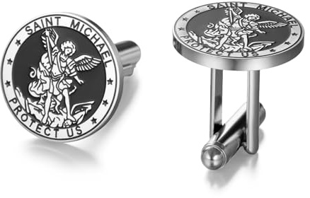 TEAMER Alfinetes de San Miguel de Acero Inoxidable Alfinetes de San Miguel El Gran Protector Amuleto del Arcángel Joyería Religiosa Para Hombres, 18*18mm, Acero inoxidable, Sin piedra preciosa