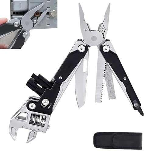 Chiave inglese regolabile | 11 in 1 strumenti di sopravvivenza regolabili | Chiave a cricchetto pieghevole con pinza, per escursioni, riparazioni auto, bicicletta, attività all'aperto, impianto