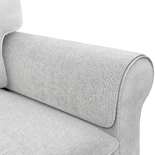 Madelegano Couch Arm Covers, Sofa Arm Covers, Waterproof Armrest Cover for Sofa, Loveseat, Armchair, Anti-Slip Recliner Arm Cover, Headrest Cover, Arm Chair Covers Set of 2 (Light Gray, 22×18)