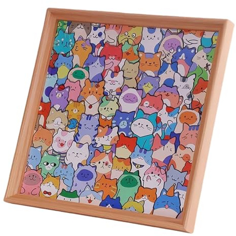 Cadre Puzzle en Bois DIY pour Chat, Puzzle Colorable Multi-Usage à Peindre, Cadre Photo Créatif Fait Main pour Nouvel an, Anniversaire - Chat, sans Stylo
