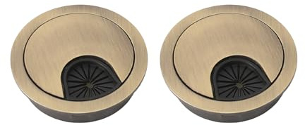 Verazquy 2Pcs 60mm Desk Cable Grommet Kit,Zinc Alloy Hole Cover Bronze Round Cover for Desktop Management Wire Organizer Computer Desk Metal Cable Hole Management for Home Office