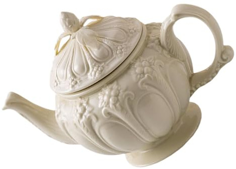 TOYANDONA Caffettiera Vintage Stile Inglese in Ceramica Beige Grande Capacità e Manico Confortevole per Tè Pomeridiano e Collezione Retrò