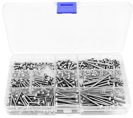 Yuhtech 440 Stück Schrauben Set M3 Edelstahl-Sechskopf-Knopf Schrauben Schrauben Muttern + 2 Schraubenschlüssel