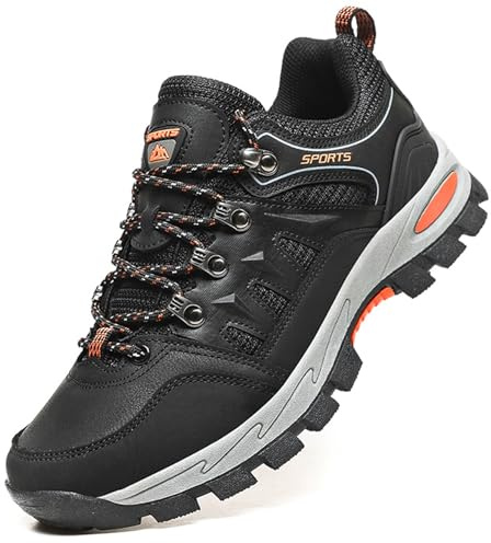 Topwolve Hiking Boots Men's Women's Waterproof Walking Shoes Low Rise Trekking Climbing Shoes Outdoor Backpacking Camping Trails Shoes,Black,8.5 UK