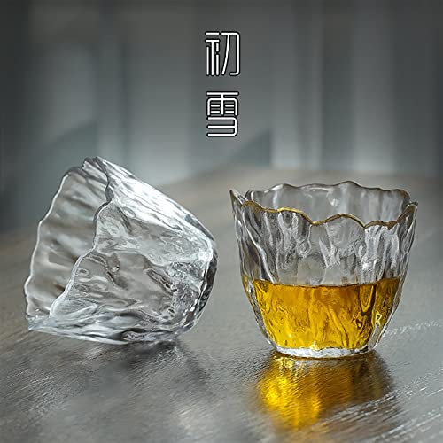 YZDKJ Crystal Whiskey Glass Frost Flower Ice Petal Sake Cup Kung Fu Teacup Women Artwork Wine Glasses Brandy Snifter (Capacity : 180ml, Color : 2 Pieces Glass)