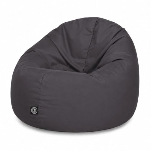 PATCH HOME Sitzsack 2 in 1 Sitzkissen Bodenkissen für Erwachsene & Kinder - Gaming mit Füllung Kissen Sessel BeanBag (Ø 145cm, Anthrazit)