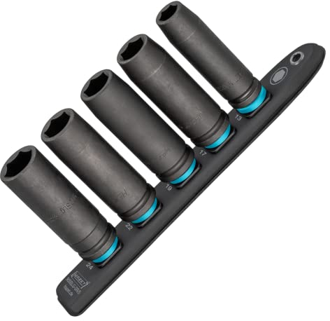 HAZET Smart-Rail 900Slg-SR/5 I magnetische Unterseite mit 5 Steckplätzen, Antrieb: Vierkant 12,5 mm (1/2 Zoll), Abtrieb: Außen-Sechskant I flexible Kunststoff-Steckleiste für Steckschlüssel