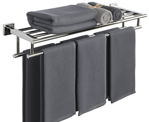 Sayayo Porta Asciugamani Bagno 70CM Doppio Porta Salviette da Parete Porta Asciugamano Cromo Lucido, Acciaio Inossidabile SUS304, EGZ8070-C