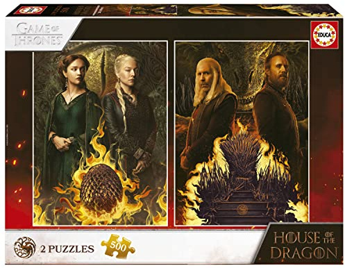 Educa - Puzzle 500 Teile für Erwachsene | House of Dragon, Game of Thrones, 2 x 500 Teile Puzzle-Set für Erwachsene und Kinder ab 11 Jahren (19573)