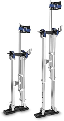 GCCSJ 24''-40'' Drywall Stilts for Adults Adjustable Heights Aluminum Work Stilt with Protective Knee Pads for Sheetrock Drop Ceiling Painting Painter Pruning Branches or Cleaning
