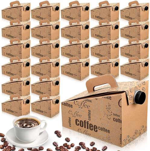Resholder 10 Pack Disposable Coffee Box Dispensers 96 oz Insulated Portable Coffee Carrier Containers with Handle for Parties Catering Liquid Carrier