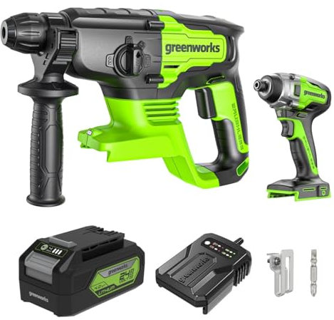 Greenworks 24V 2J taladro martillo y destornillador de impacto 300Nm Combo, con batería de 4 Ah y cargador