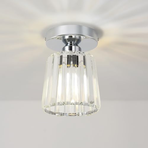 ANWIO Kitchen Lights Ceiling,Light Fitting,Ceilings Lights Living Room,E27 Light Shade Ceilings,Morden Silver Crystal Chandelier,Lounge Lights Ceilings (LAMP DIAM 13.5 CM)