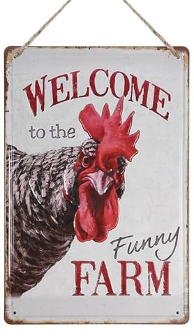VGRDTW Chicken Coop Accessories, Chicken Accessories for Hens, Chicken Accessories, Welcome To The Funny Farm Sign Chicken Coop Decor Iron Farmhouse Sign for Garage Accessories 7.87x11.81 Inch