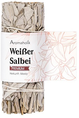 Weißer Salbei zum Räuchern 11 cm – Sage Smudge Stick für Meditation & Rituale, White Sage – Aromaholik