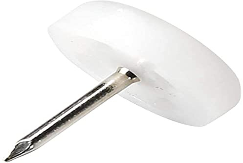 Adsamm® / 100 x Kunststoffgleiter mit Nagel/Weiß/Ø 18 mm/rund/Möbelgleiter mit Nagel/Möbel- und Bodenschutz in Adsamm® Qualität
