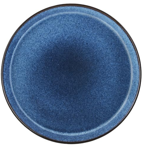 BITZ Teller, Speiseteller, Essteller aus Steinzeug, 27 cm im Durchmesser, schwarz/dunkelblau