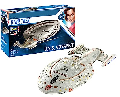 Revell GmbH 04992/4992 Revell 04992 4992 1:670 U.S.S. Voyager NCC-74656 Star Trek James Kirk, Kit de Modelo de plástico, Multicolor, 1/670