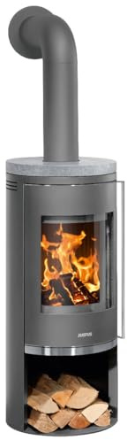 Justus 5686 29 Faro 2.0 Kaminofen Stahl Gussgrau mit Speckstein-Abdeckplatte/A+