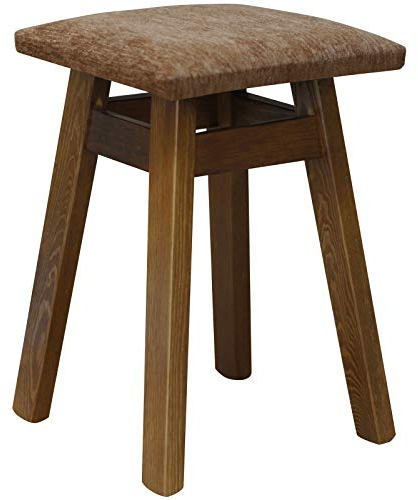 SCHEMEL Eiche Farbe MIT POLSTERUNG Kiefer Holz HOCKER (Braun Hell)